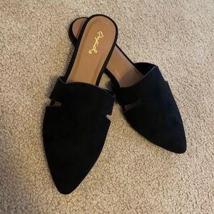 Black Suede Mules- New